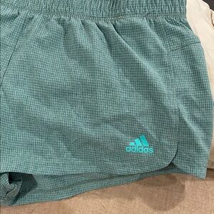 Adidas Green Checkered Athletic Shorts